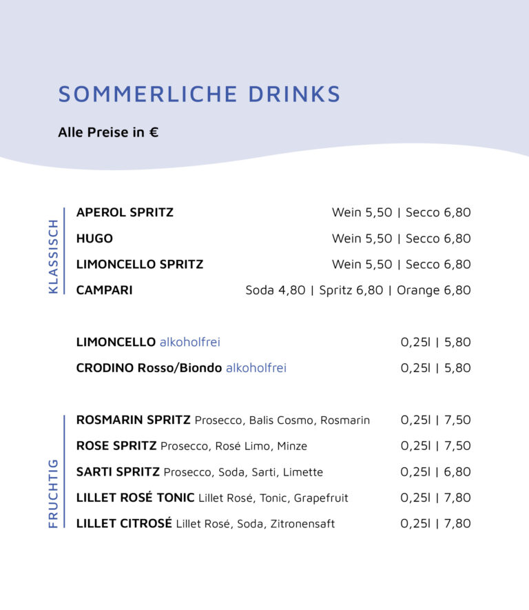 Sommerliche Drinks